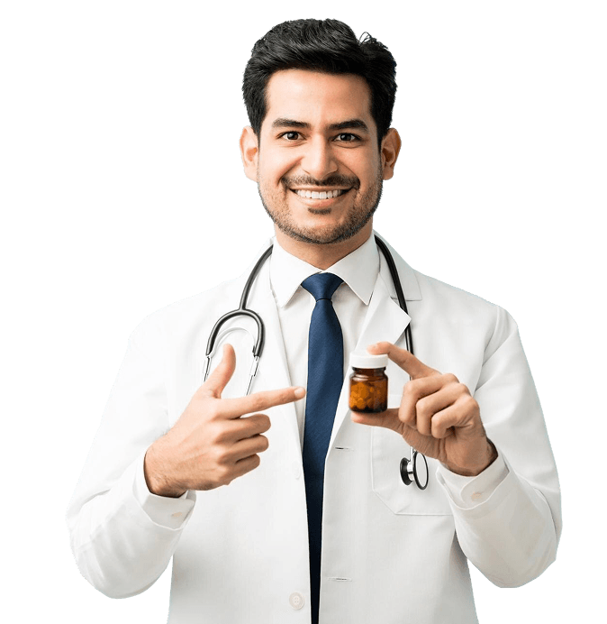 Healthcare professional showcasing products